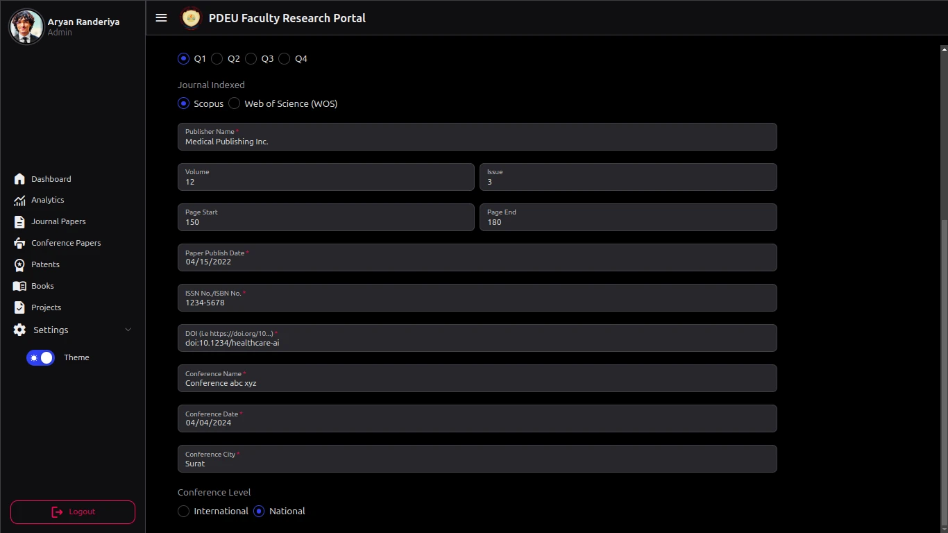 University Research Portal screenshot 13